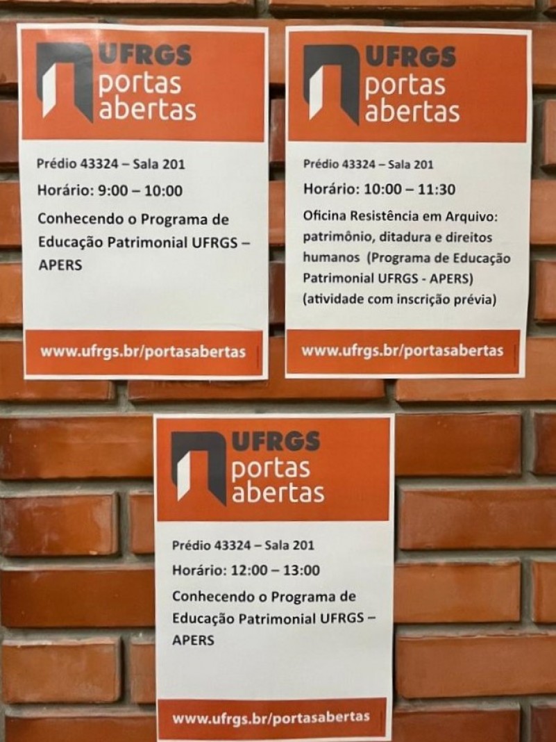 Programação das atividades do Programa de Educação Patrimonial no UFRGS Portas Abertas