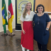 Clarissa Sommer, mediadora da Conferência de Encerramento e Luciana Lombardo coordenadora do Memórias Reveladas (AN).